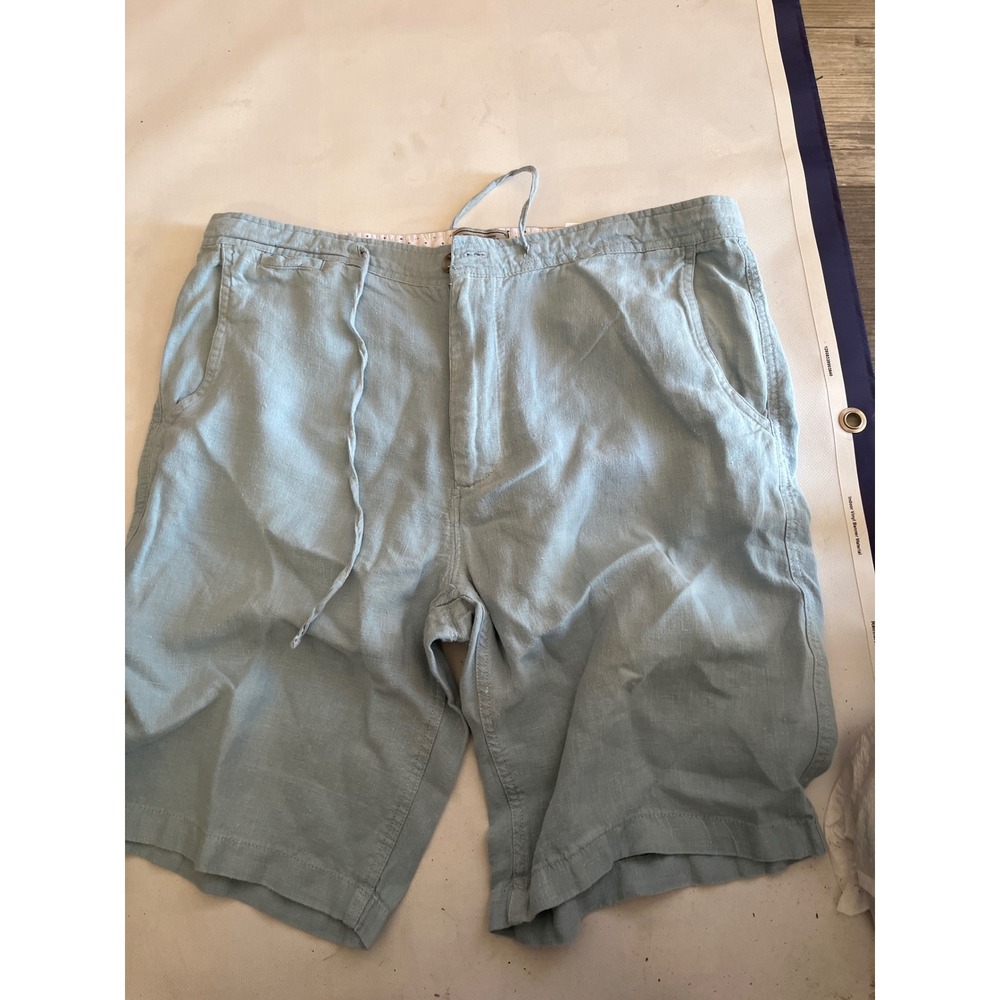 Heritage 100‎ Linen Lounge Shorts Light Blue Size 36 Drawstring Waist